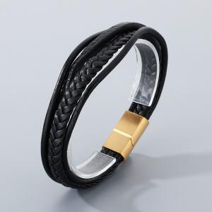 Stainless steel leather bracelet - KB210527-KFC