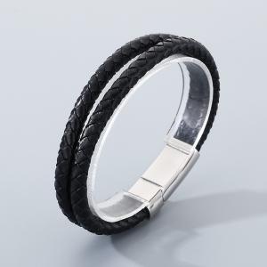 Stainless steel leather bracelet - KB210528-KFC
