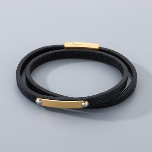 Stainless steel leather bracelet - KB210529-KFC
