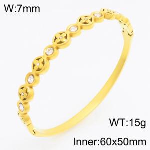 Stainless Steel Stone Bangle - KB210731-KSZ