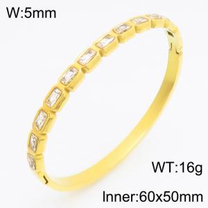 Stainless Steel Stone Bangle - KB210757-KSZ