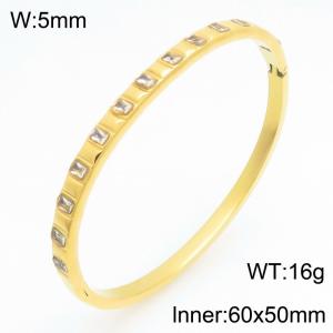 Stainless Steel Stone Bangle - KB210987-KSZ