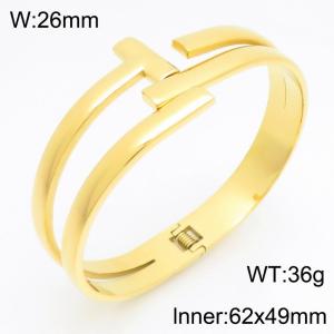 Stainless Steel Gold-plating Bangle - KB210988-KSZ