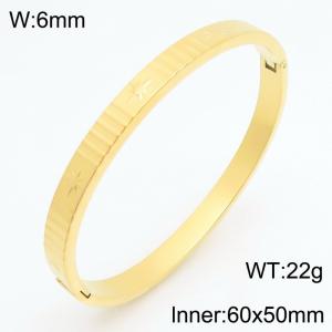 Stainless Steel Gold-plating Bangle - KB210991-KSZ