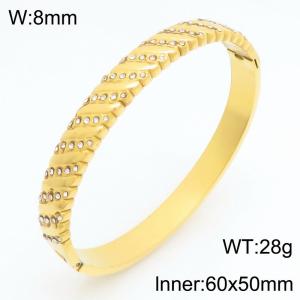 Stainless Steel Stone Bangle - KB210999-KSZ