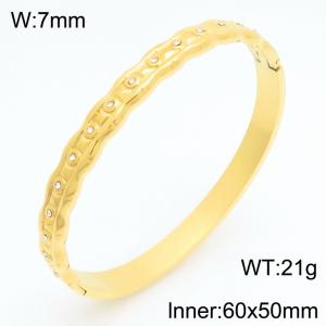 Stainless Steel Stone Bangle - KB211017-KSZ