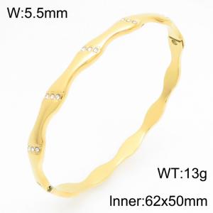 Stainless Steel Stone Bangle - KB211022-KSZ