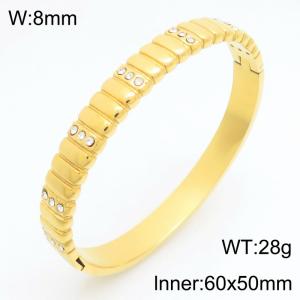 Stainless Steel Stone Bangle - KB211028-KSZ