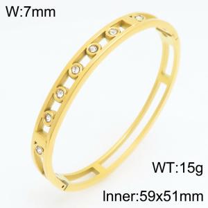 Stainless Steel Stone Bangle - KB211255-KSZ