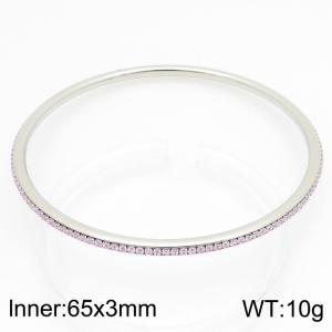 Stainless steel circle minimalist rhinestone bangle - KB211396-GC