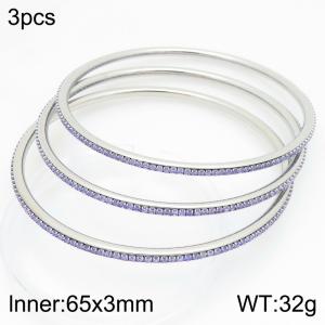 Stainless steel circle minimalist rhinestone bangle - KB211405-GC