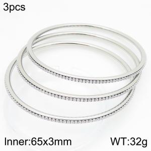 Stainless steel circle minimalist rhinestone bangle - KB211409-GC