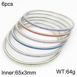 Stainless steel circle minimalist rhinestone bangle - KB211415-GC