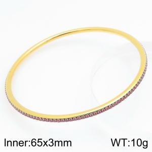 Stainless Steel Stone Bangle - KB211923-GC