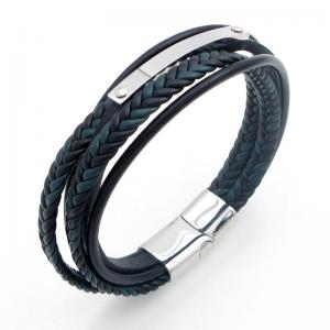 Stainless Steel Leather Bracelet - KB212189-JZ