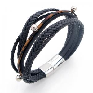 Stainless Steel Leather Bracelet - KB212191-JZ