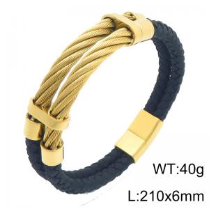Stainless steel wire paired with leather bracelet - KB212518-KFC