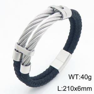 Stainless steel wire paired with leather bracelet - KB212519-KFC