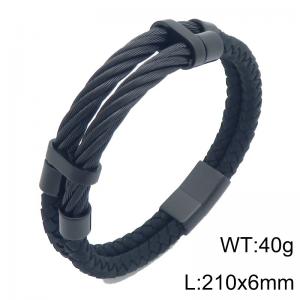 Stainless steel wire paired with leather bracelet - KB212520-KFC