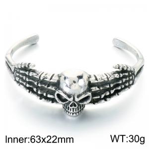 Stainless Skull Bangle - KB214364-LU