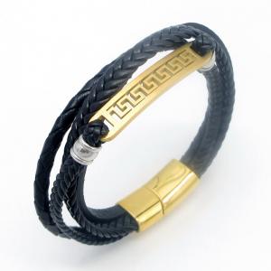 Fashion jewelry with stainless steel and leather bracelet suitable for daily wear - KB214524-JZ
