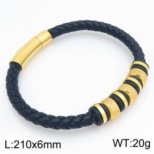 Stainless Steel Leather Bracelet - KB214737-SJ