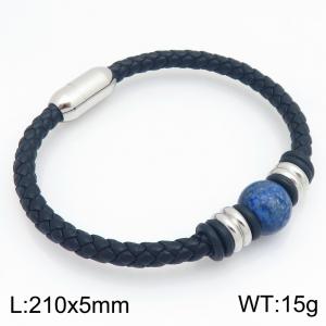 Stainless Steel Leather Bracelet - KB214744-SJ