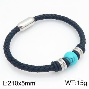 Stainless Steel Leather Bracelet - KB214747-SJ