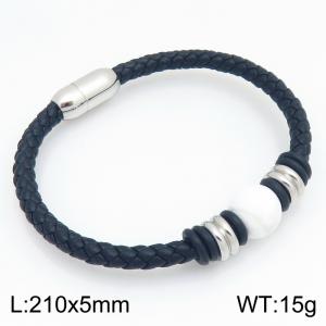 Stainless Steel Leather Bracelet - KB214749-SJ