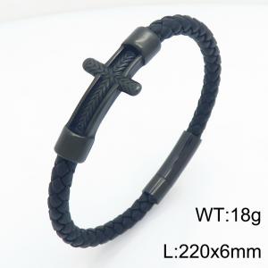 Stainless Steel Leather Bracelet - KB214751-SJ