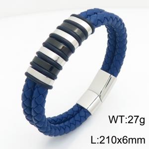 Stainless Steel Leather Bracelet - KB214753-SJ