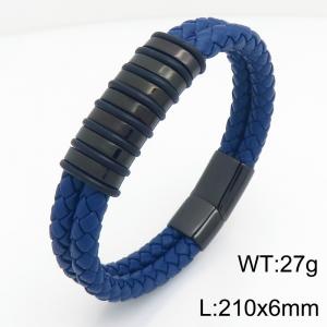 Stainless Steel Leather Bracelet - KB214754-SJ