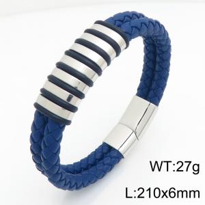 Stainless Steel Leather Bracelet - KB214755-SJ