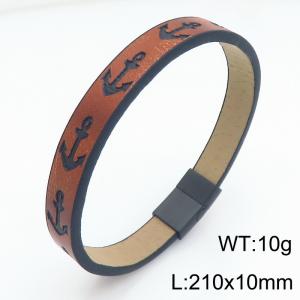 Stainless Steel Leather Bracelet - KB214761-SJ