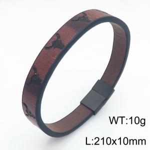 Stainless Steel Leather Bracelet - KB214762-SJ