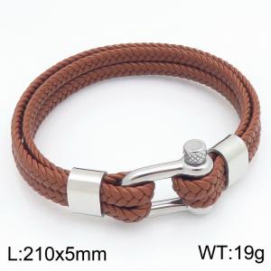 Stainless Steel Leather Bracelet - KB214765-SJ