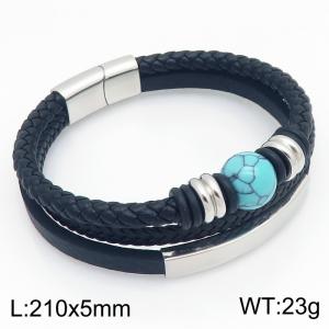 Stainless Steel Leather Bracelet - KB214785-SJ