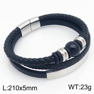 Stainless Steel Leather Bracelet - KB214789-SJ