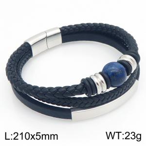Stainless Steel Leather Bracelet - KB214791-SJ