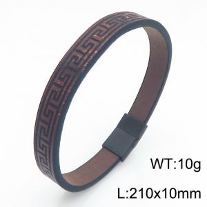 Stainless Steel Leather Bracelet - KB214797-SJ