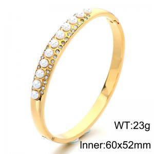 Stainless Steel Stone Bangle - KB214837-SP