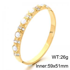 Stainless Steel Stone Bangle - KB214838-SP