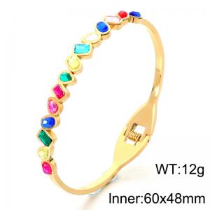 Stainless Steel Stone Bangle - KB214839-SP