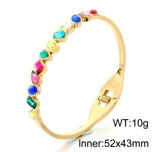 Stainless Steel Stone Bangle - KB214840-SP