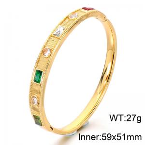Stainless Steel Stone Bangle - KB214843-SP