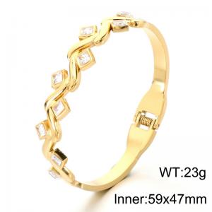 Stainless Steel Stone Bangle - KB214855-SP