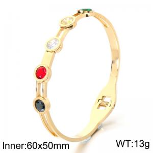 Stainless Steel Stone Bangle - KB214856-SP