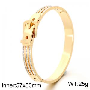 Stainless Steel Stone Bangle - KB214858-SP