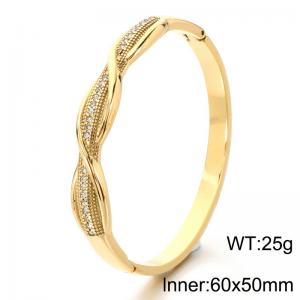 Stainless Steel Stone Bangle - KB214859-SP