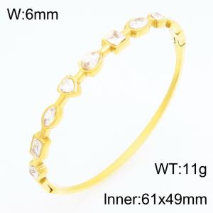 Stainless steel water crystal bracelet with gold plating, suitable for daily wear by women - KB215273-KSZ